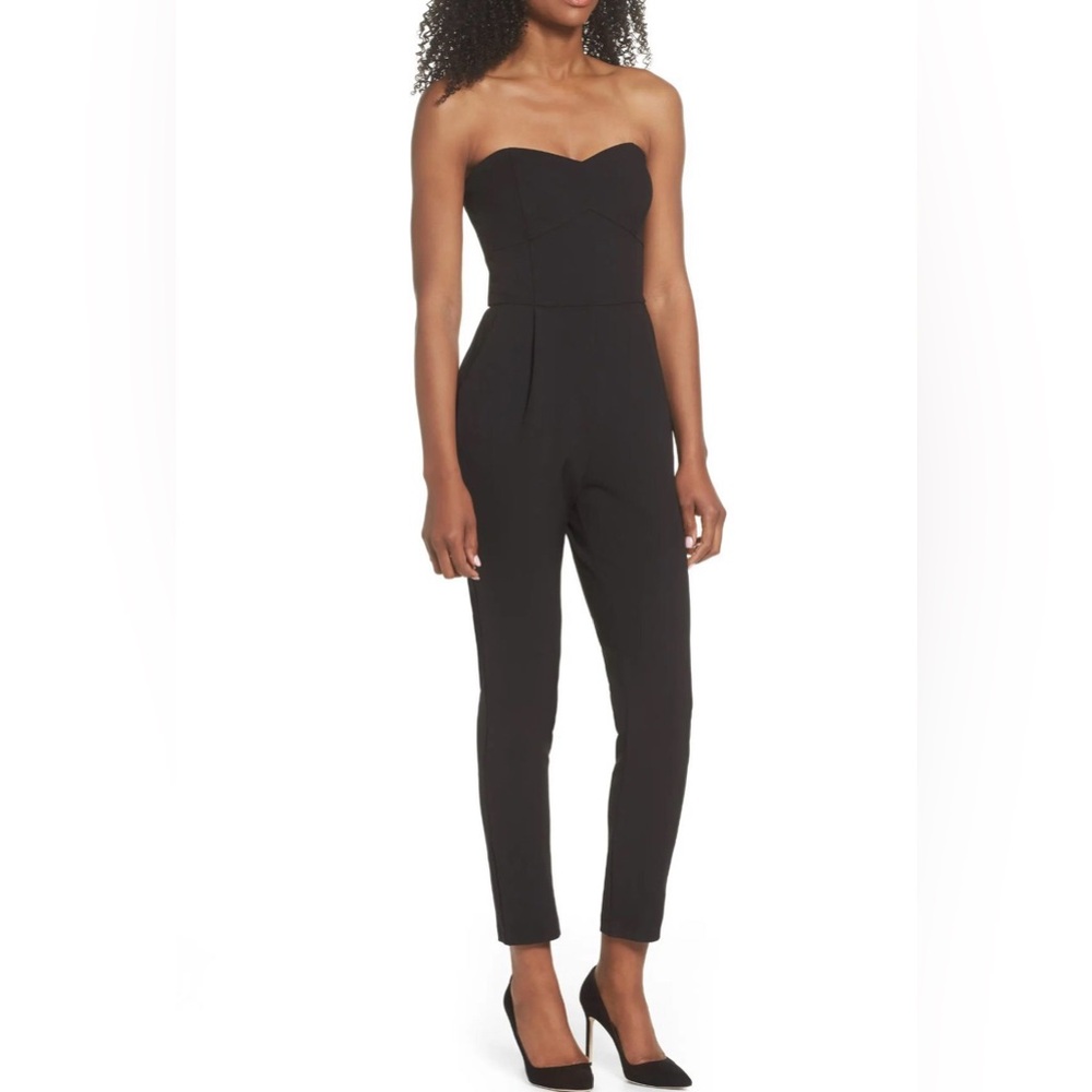 Black Strapless Sweetheart Jumpsuit
